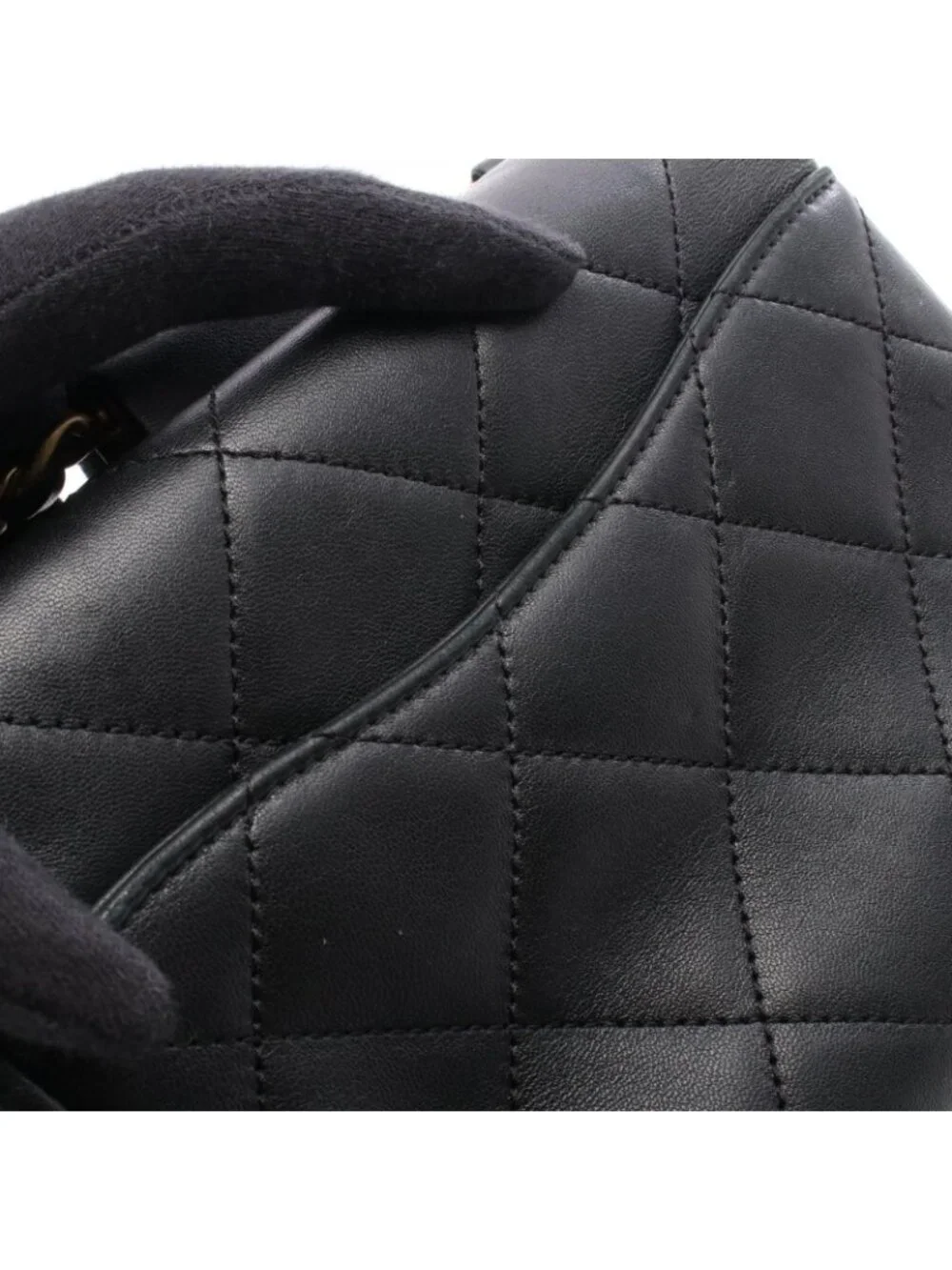 Chanel Shoulder Bag Quilted Loophandle Black Lambskin 2-Way Chain